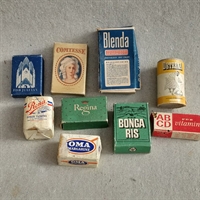 oma margarine pap æsker med købmandsvarer miniature til dukkehuset 